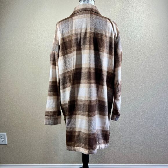 Banana Republic Brown Brushed Flannel Plaid Jacket Shacket  baddie size XXL - Picture 13 of 15